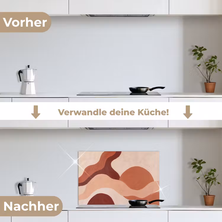 Abstract - Vormen - Organisch - Aardetinten - Modern keuken achterwand spatscherm klein -voor_na_DE