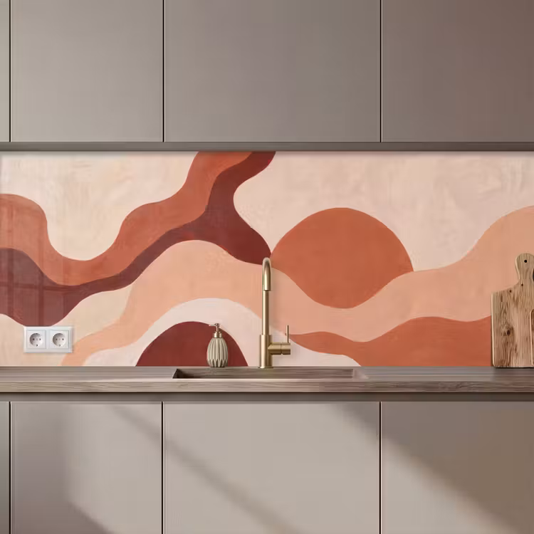 Abstract - Vormen - Organisch - Aardetinten - Modern keuken achterwand 2 middel zz_3dshopping