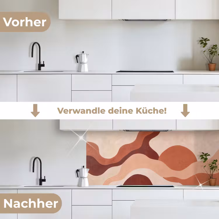 Abstract - Vormen - Organisch - Aardetinten - Modern keuken achterwand 2 middel -voor-na_DE