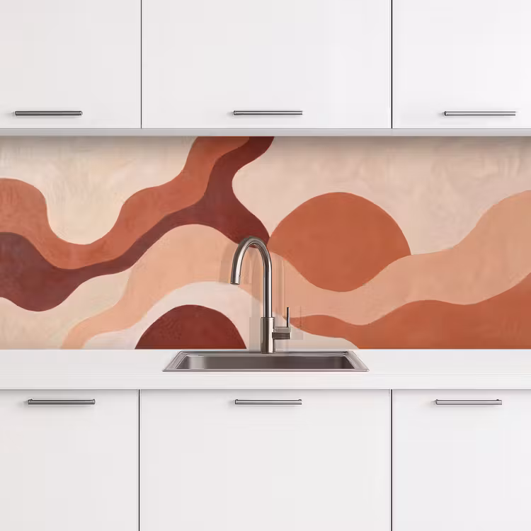 Abstract - Vormen - Organisch - Aardetinten - Modern keuken achterwand 2 middel -3d