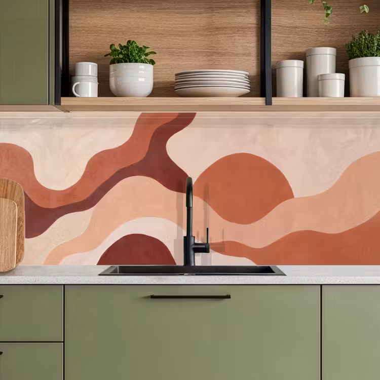 Abstract - Vormen - Organisch - Aardetinten - Modern keuken achterwand 2 middel -sfeer3