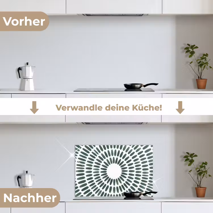 Abstract - Cirkel - Patroon - Modern - Groen keuken achterwand spatscherm klein -voor_na_DE
