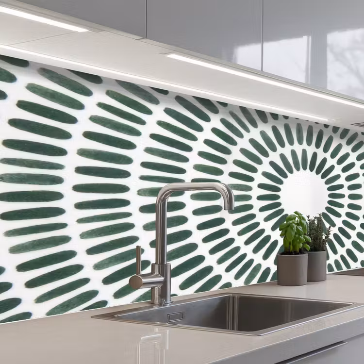Abstract - Cirkel - Patroon - Modern - Groen keuken achterwand 2 middel -3d_schuin