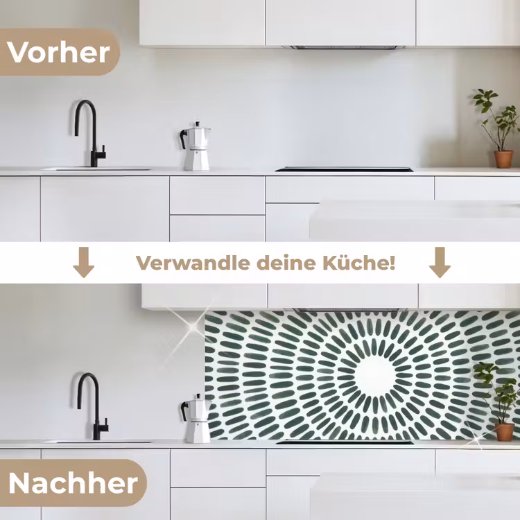Abstract - Cirkel - Patroon - Modern - Groen keuken achterwand 2 middel -voor-na_DE