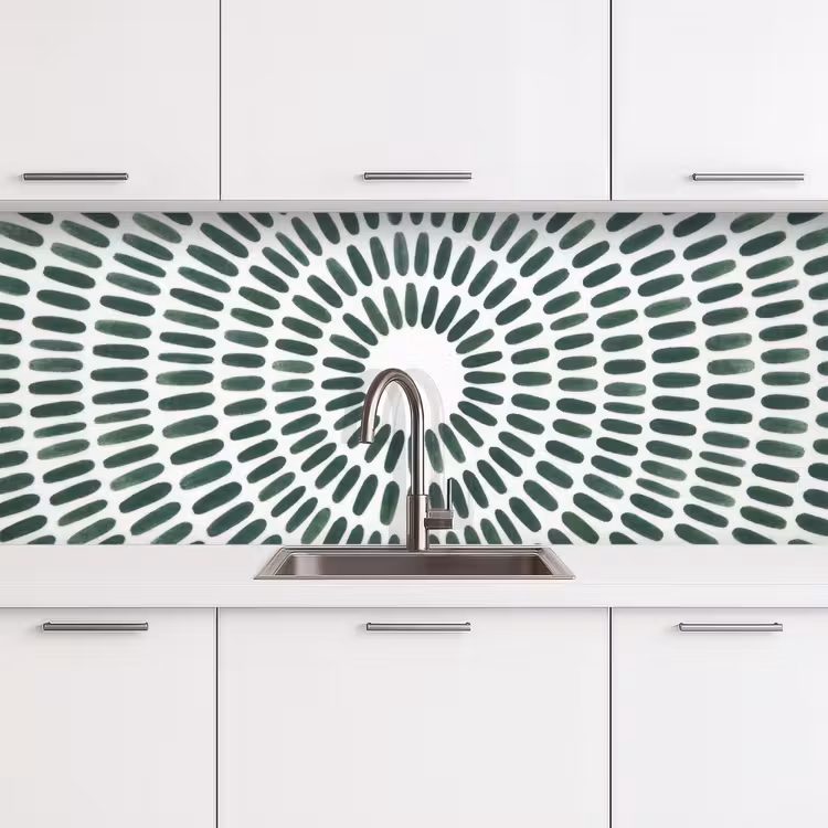 Abstract - Cirkel - Patroon - Modern - Groen keuken achterwand 2 middel -3d