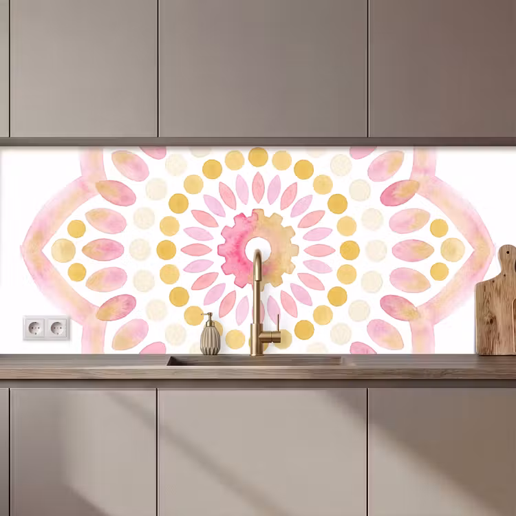Abstract - Mandala - Kunst - Modern - Roze keuken achterwand 2 middel zz_3dshopping