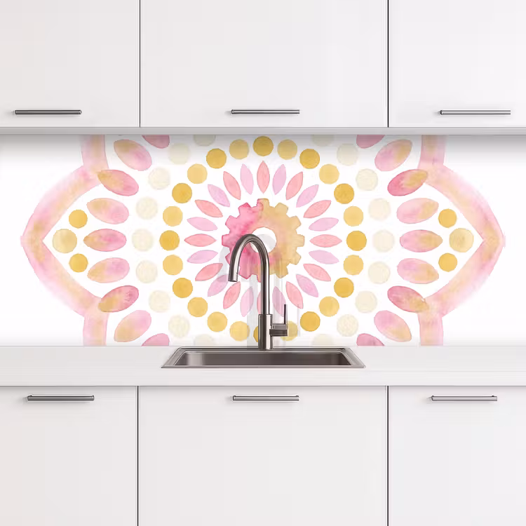 Abstract - Mandala - Kunst - Modern - Roze keuken achterwand 2 middel -3d