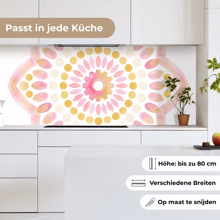 Abstract - Mandala - Kunst - Modern - Roze keuken achterwand 2 middel -sfeer4_DE
