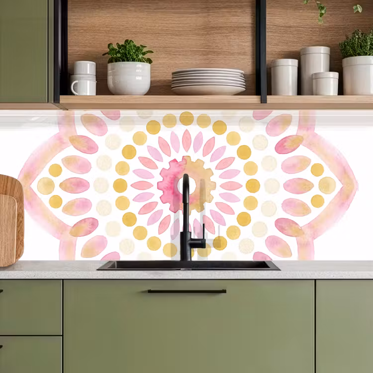 Abstract - Mandala - Kunst - Modern - Roze keuken achterwand 2 middel -sfeer3