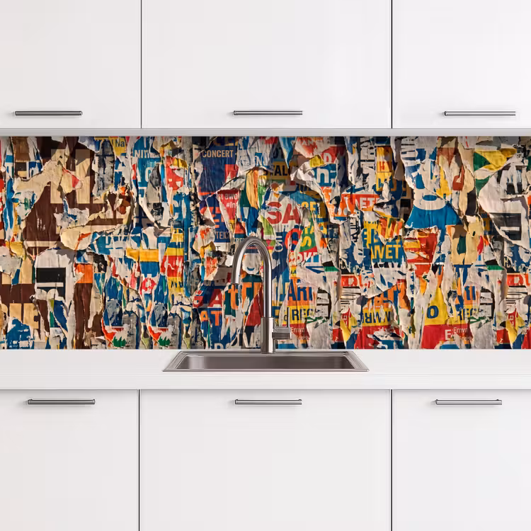 Abstract - Gelaagd papier - Urban - Modern - Kleurrijk keuken achterwand 2 middel -3d