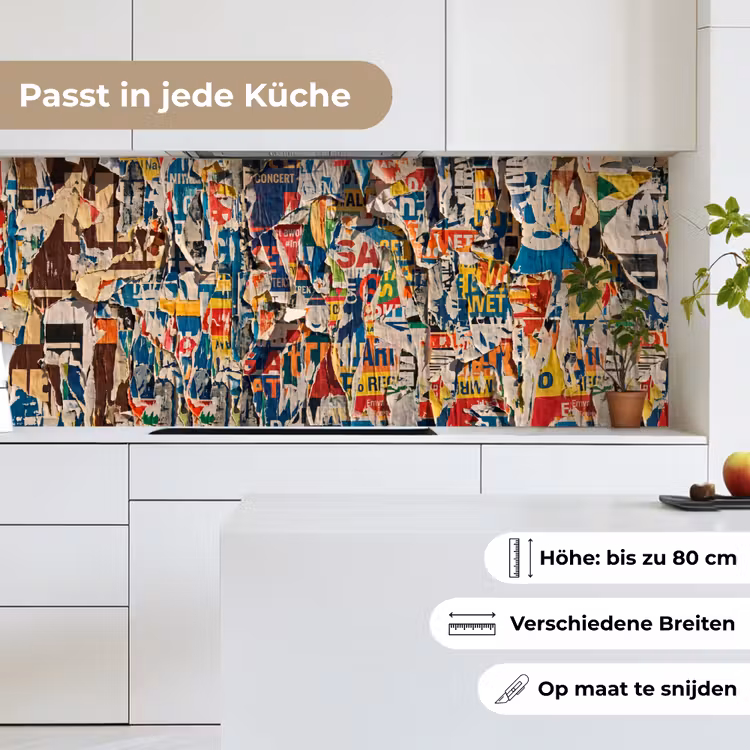 Abstract - Gelaagd papier - Urban - Modern - Kleurrijk keuken achterwand 2 middel -sfeer4_DE