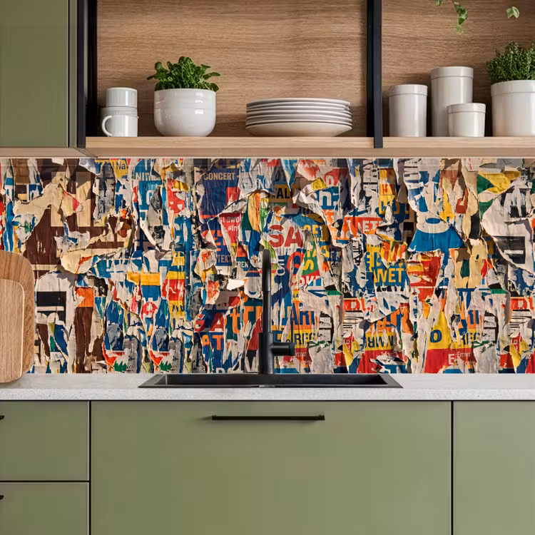 Abstract - Gelaagd papier - Urban - Modern - Kleurrijk keuken achterwand 2 middel -sfeer3