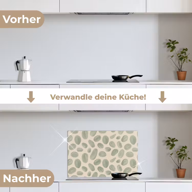 Abstract - Patroon - Organisch - Groen - Modern keuken achterwand spatscherm klein -voor_na_DE