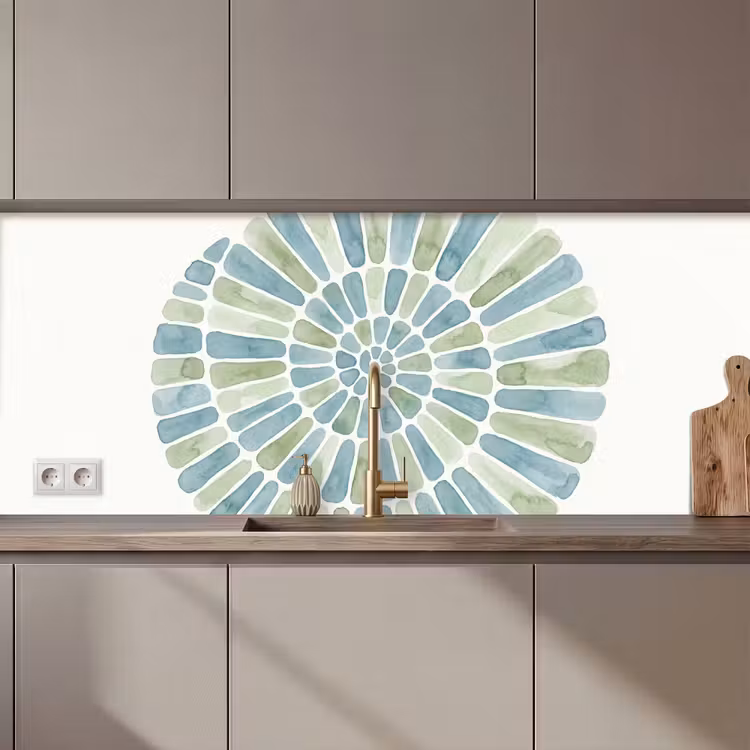 Abstract - Spiraal - Patroon - Modern - Blauw-Groen keuken achterwand 2 middel zz_3dshopping