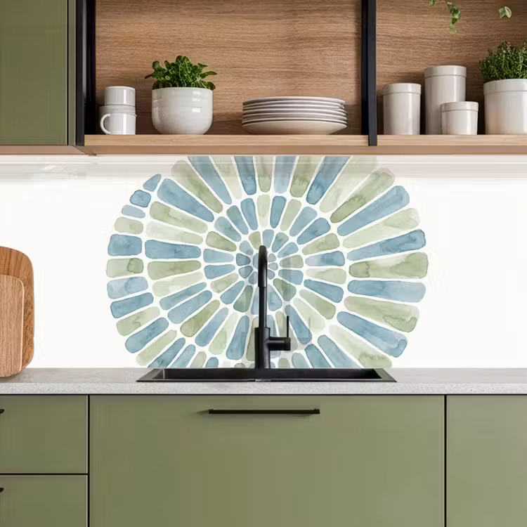 Abstract - Spiraal - Patroon - Modern - Blauw-Groen keuken achterwand 2 middel -sfeer3