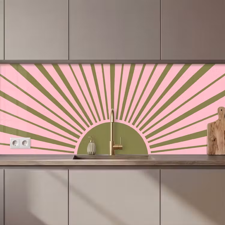 Abstract - Stralen - Grafisch - Roze - Groen keuken achterwand 2 middel zz_3dshopping