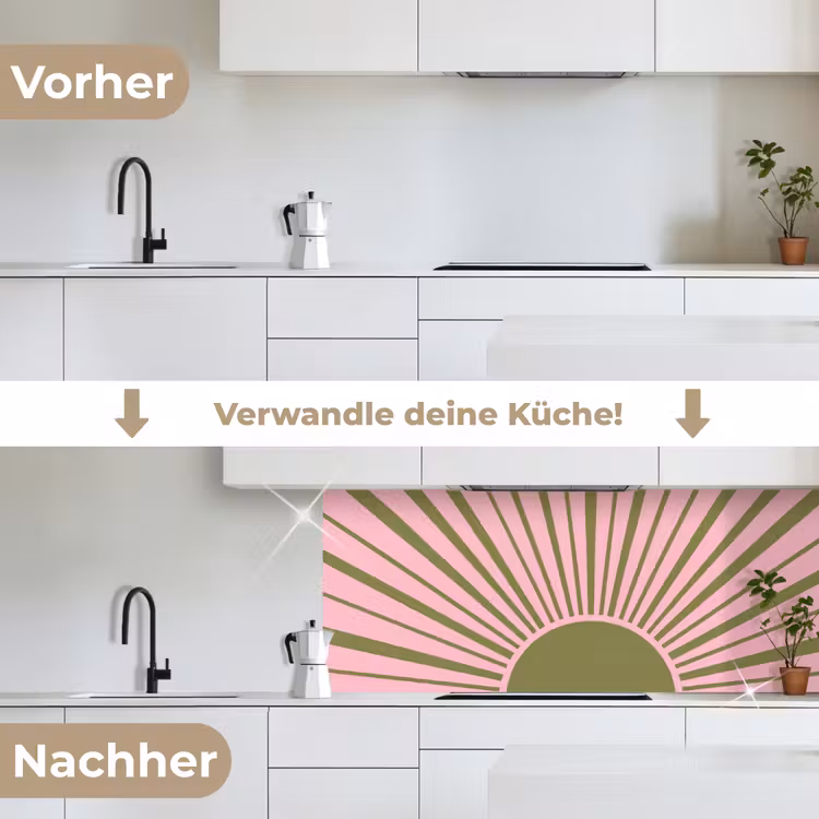 Abstract - Stralen - Grafisch - Roze - Groen keuken achterwand 2 middel -voor-na_DE