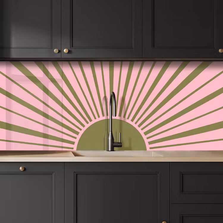Abstract - Stralen - Grafisch - Roze - Groen keuken achterwand 2 middel -sfeer1