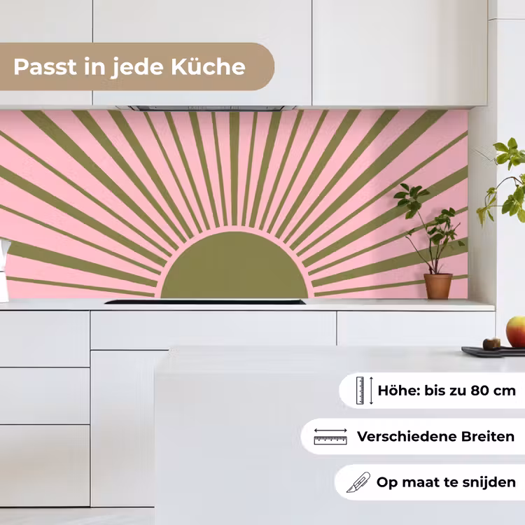Abstract - Stralen - Grafisch - Roze - Groen keuken achterwand 2 middel -sfeer4_DE