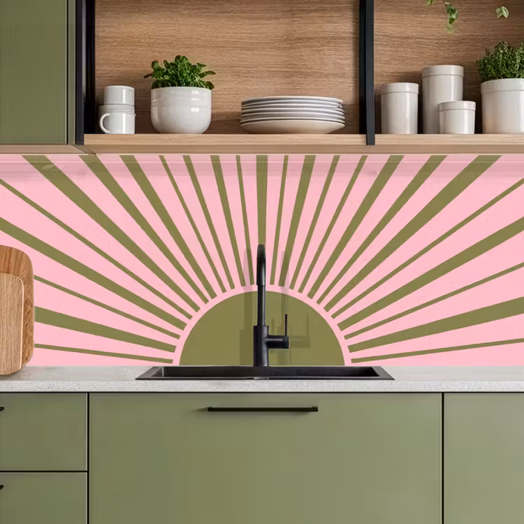 Abstract - Stralen - Grafisch - Roze - Groen keuken achterwand 2 middel -sfeer3