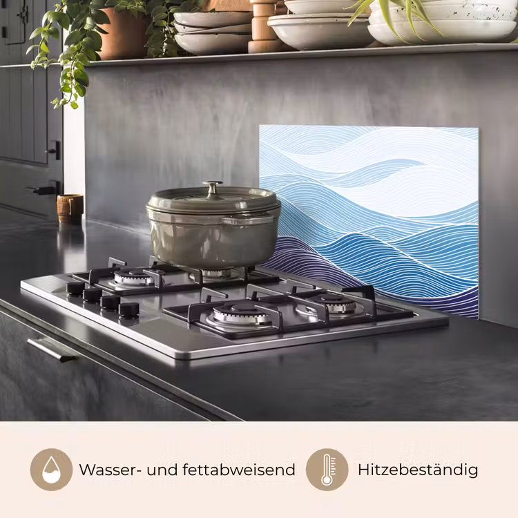 Abstract - Golven - Patroon - Blauw - Modern keuken achterwand spatscherm klein -usp_DE
