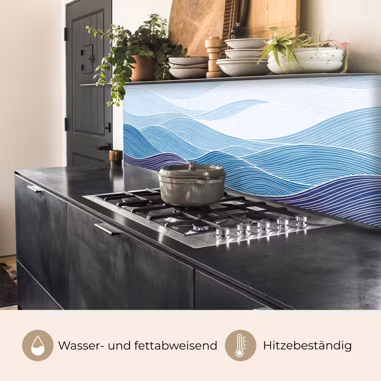 Abstract - Golven - Patroon - Blauw - Modern keuken achterwand 2 middel -usp_DE