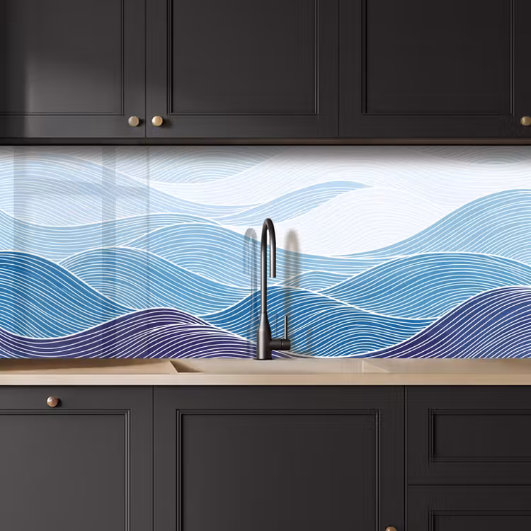 Abstract - Golven - Patroon - Blauw - Modern keuken achterwand 2 middel -sfeer1