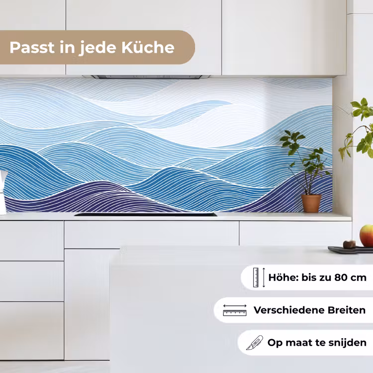 Abstract - Golven - Patroon - Blauw - Modern keuken achterwand 2 middel -sfeer4_DE