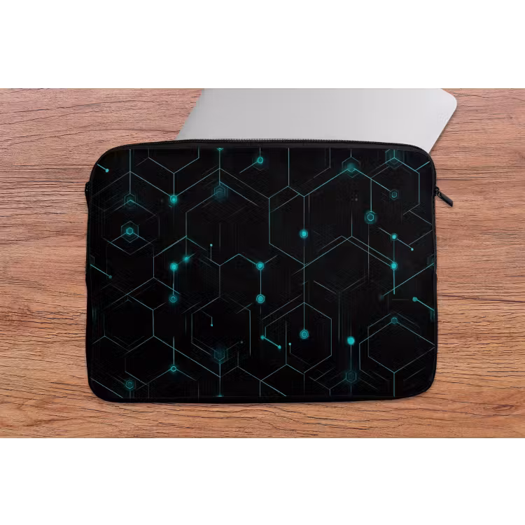 Gaming - Netwerk - Blauw - Punten - Patroon laptophoes neopreen klein -tafel