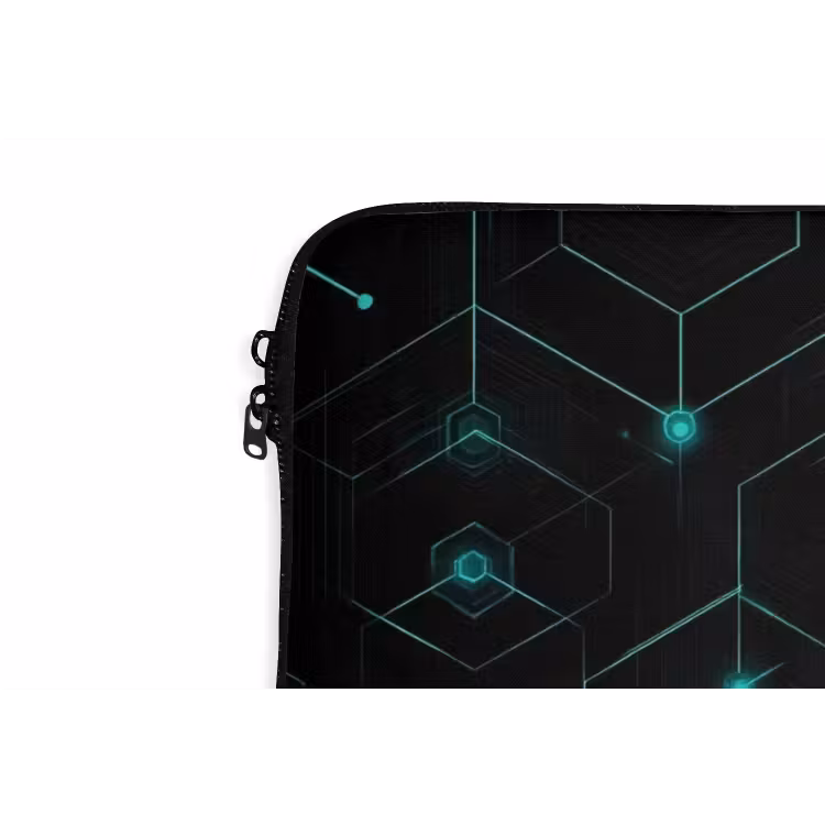 Gaming - Netwerk - Blauw - Punten - Patroon laptophoes neopreen klein -detail