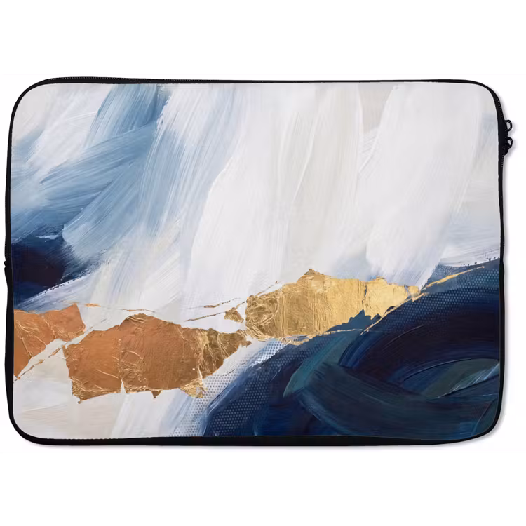 Abstract - Acryl - Blauw - Goud - Elegant laptophoes neopreen klein -zkaufland3dotto