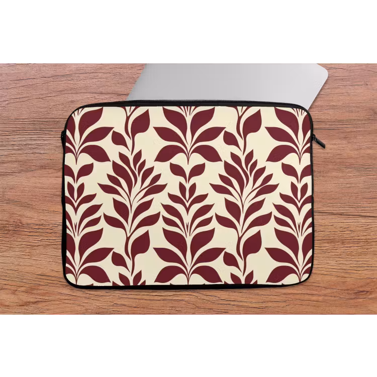Abstract - Bladeren - Burgundy laptophoes neopreen klein 279 -tafel