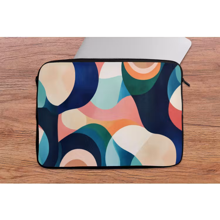 Abstract - Blauw - Roze laptophoes neopreen klein -tafel