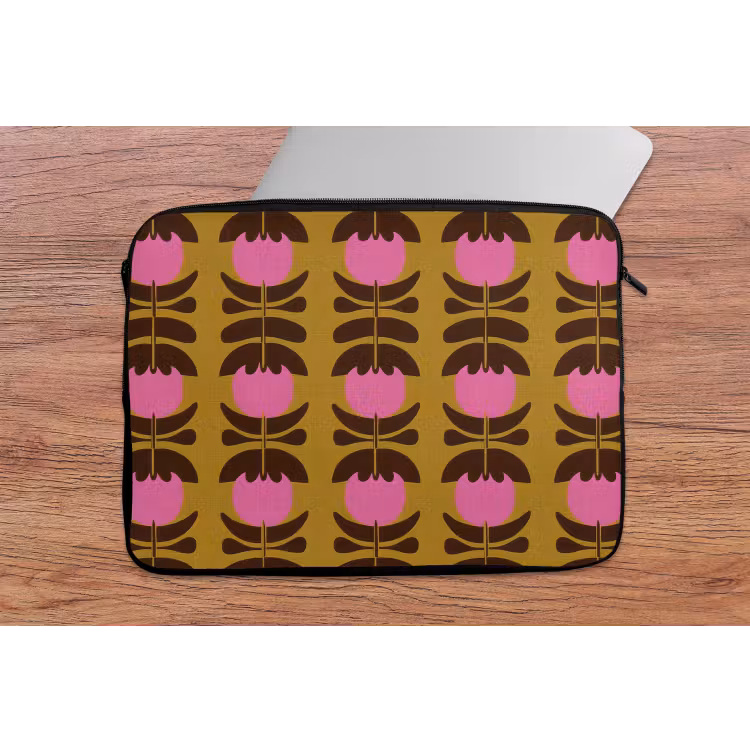 Abstract - Bloemen - Roze laptophoes neopreen klein 279 -tafel