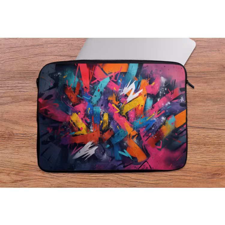 Abstract - Explosie - Neonkleuren laptophoes neopreen klein -tafel