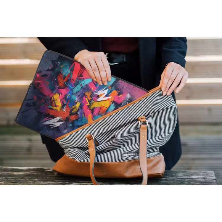Abstract - Explosie - Neonkleuren laptophoes neopreen klein -tas