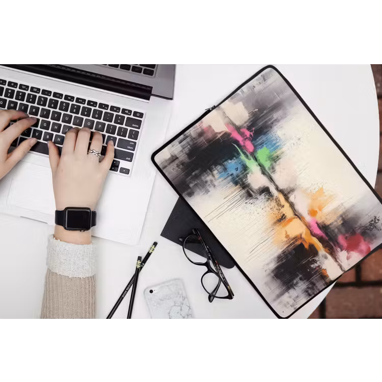 Abstract - Kleurexplosie - Landschap laptophoes neopreen klein -bureau
