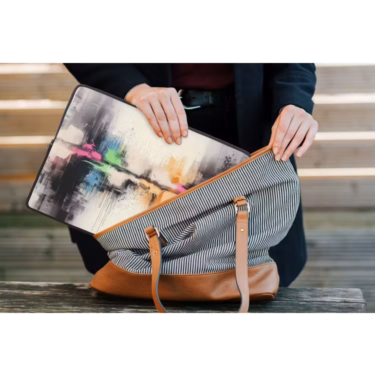 Abstract - Kleurexplosie - Landschap laptophoes neopreen klein -tas