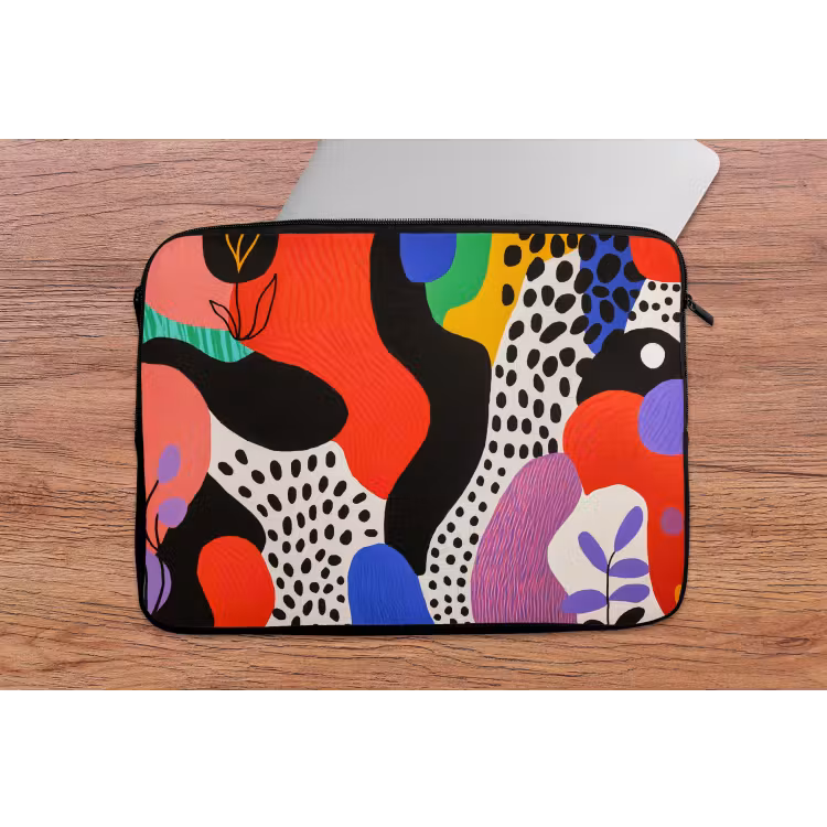 Abstract - Vormen - Kleuren - Stippen laptophoes neopreen klein -tafel