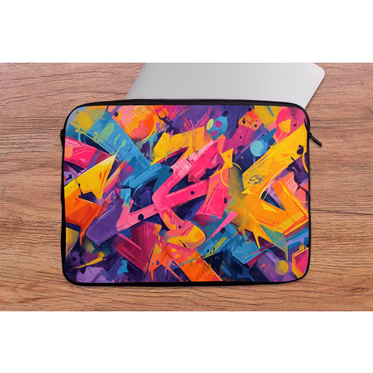 Abstract - Vormen - Kleurrijk laptophoes neopreen klein -tafel