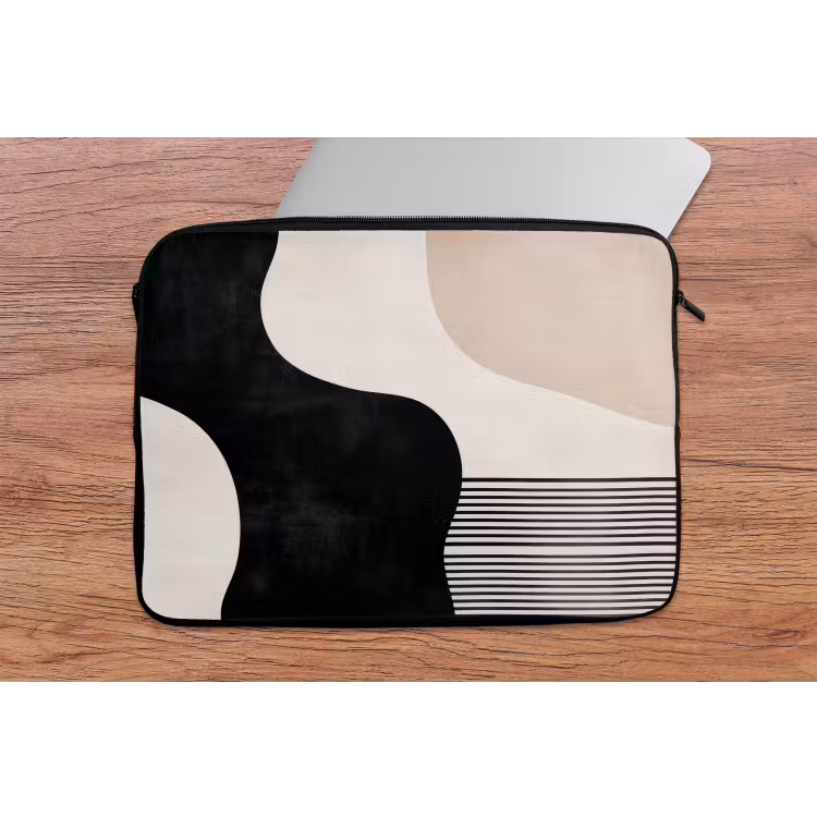 Abstract - Japandi - Beige - Modern laptophoes neopreen klein -tafel
