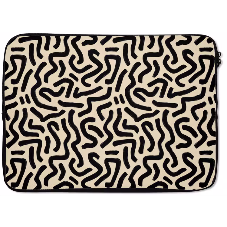 Abstract - Lijnen - Zwart laptophoes neopreen klein 279 -zkaufland3dotto