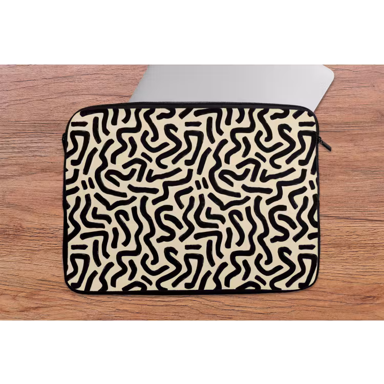Abstract - Lijnen - Zwart laptophoes neopreen klein 279 -tafel