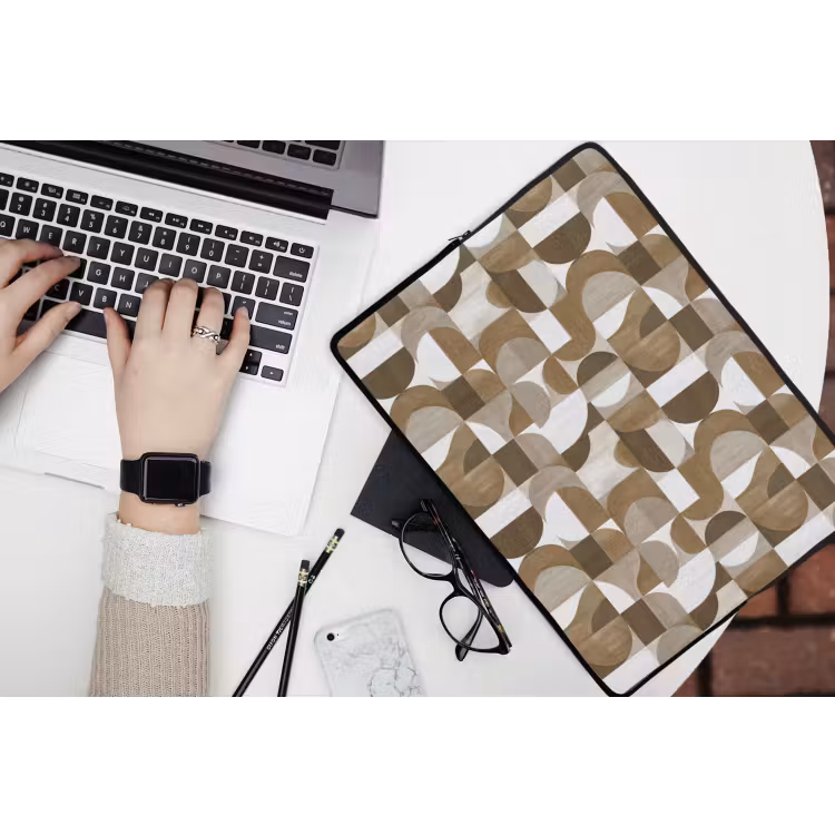 Abstract - Retro - Bruin laptophoes neopreen klein 279 -bureau