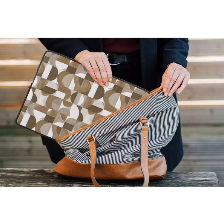 Abstract - Retro - Bruin laptophoes neopreen klein 279 -tas