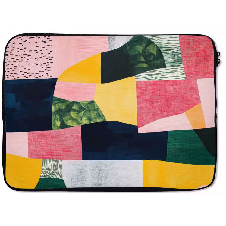 Abstract - Roze - Lappen - Vormen - Geel laptophoes neopreen klein -zkaufland3dotto