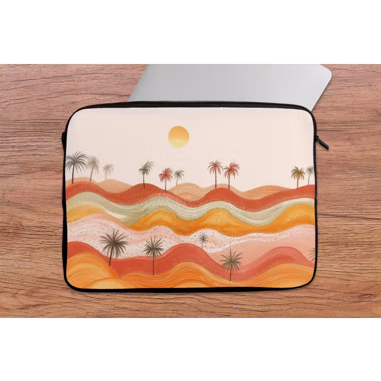 Abstract landschap - Palmbomen - Kleurrijk laptophoes neopreen klein -tafel