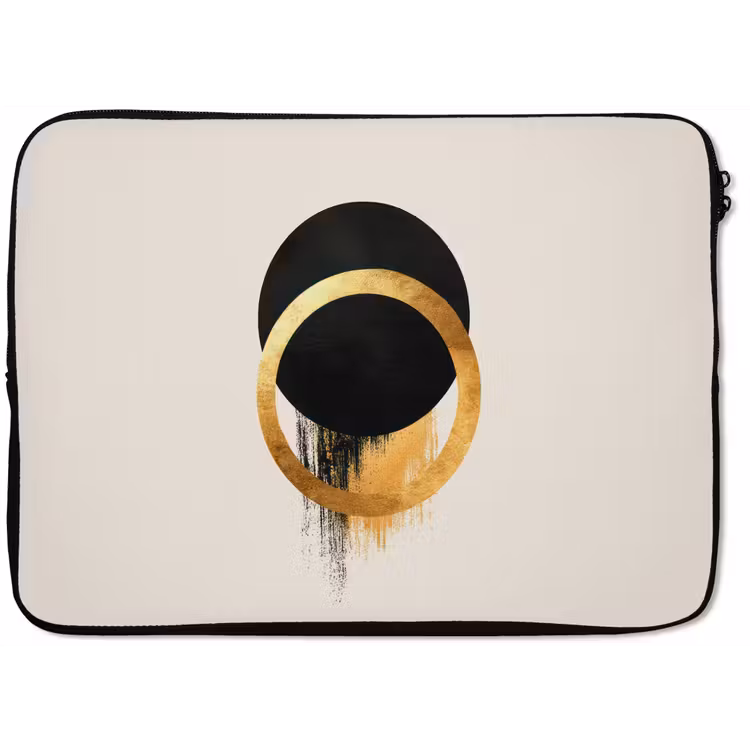 Abstract ontwerp - Zwarte cirkel - Verfvlekken laptophoes neopreen klein -zkaufland3dotto