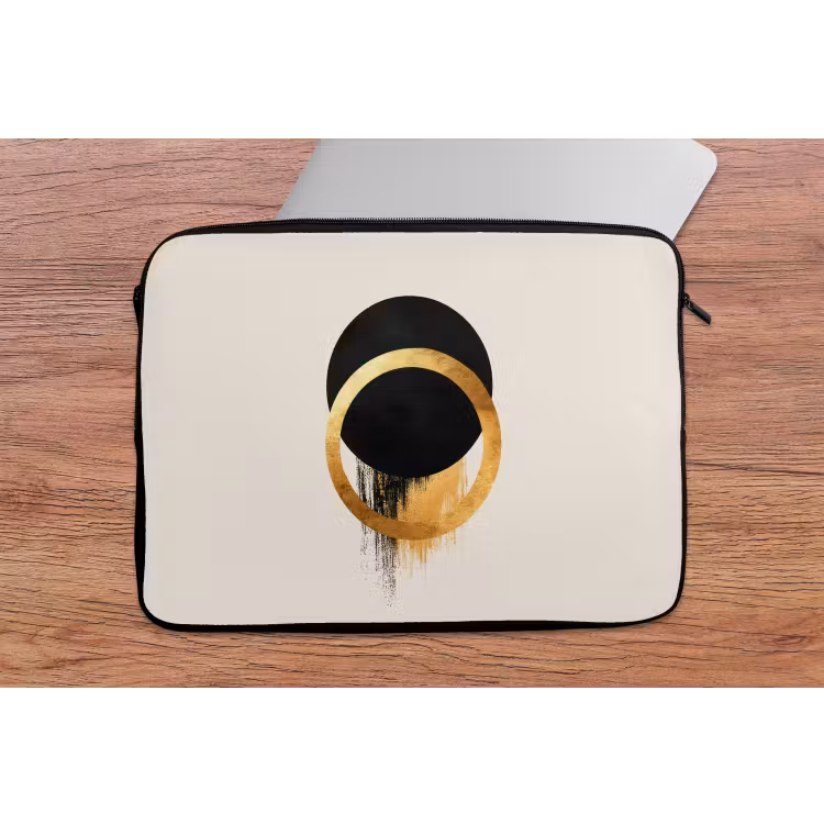 Abstract ontwerp - Zwarte cirkel - Verfvlekken laptophoes neopreen klein -tafel
