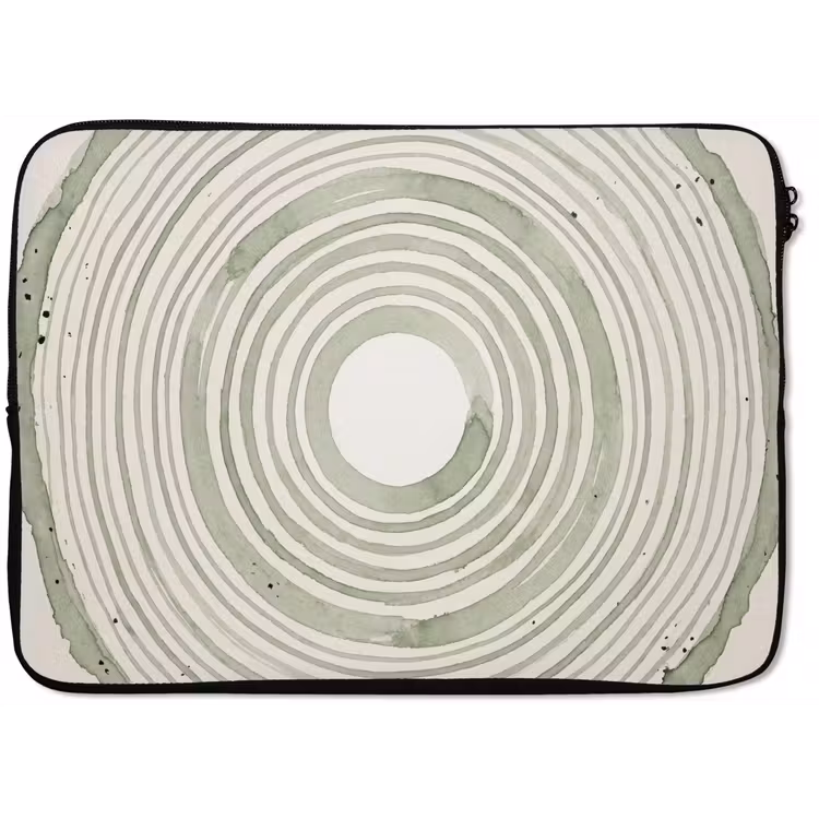 Abstractie - Cirkels - Waterverf - Groen - Modern laptophoes neopreen klein -zkaufland3dotto
